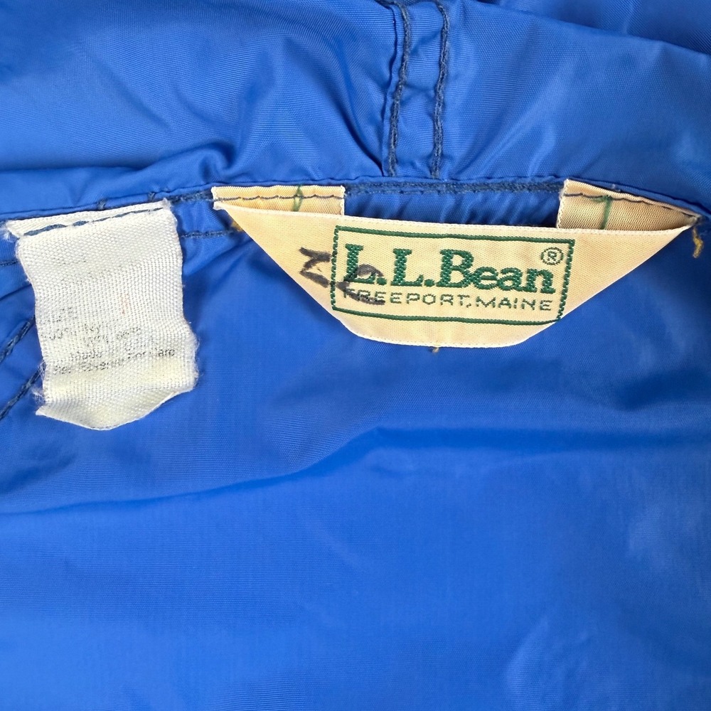 Vintage LL Bean Anorak Windbreaker Jacket Blue Nylon Pullover Hooded Mens Medium - Picture 3 of 6
